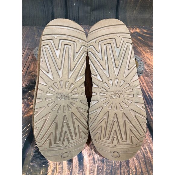 UGG Cambridge Knit Chestnut Suede Belted Boots Sheepskin Womens 9 (v4m) - Picture 7 of 11